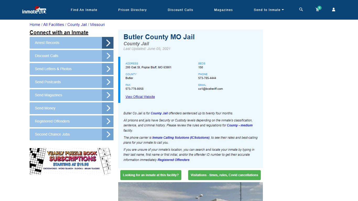 Butler County MO Jail - Inmate Locator - Poplar Bluff, MO